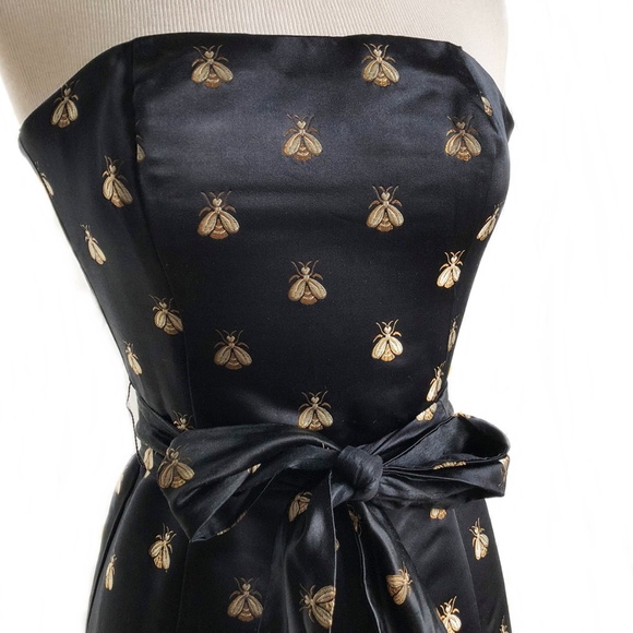 Molly B silk black cocktail dress with bee print - Picture 3 of 8